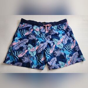 Batman Men's Navy Surf Board Shorts with Pink and Aqua Accents